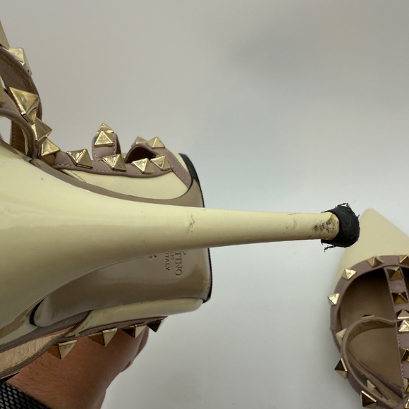 VALENTINO ROCKSTUD WHITE 100MM SLING BACK PUMPS SIZE 40.5 - Picture 6 of 9